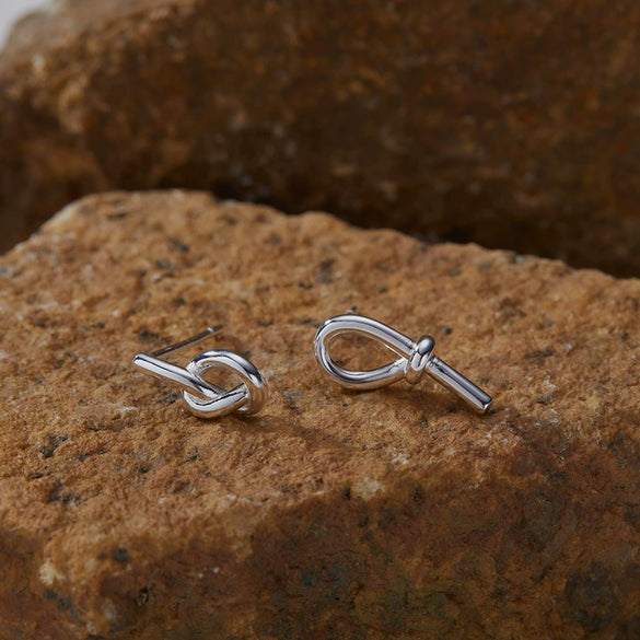 Wholesale Women's S925 Silver Butterfly Knot Asymmetric Ear Hook Earrings Geometric Style