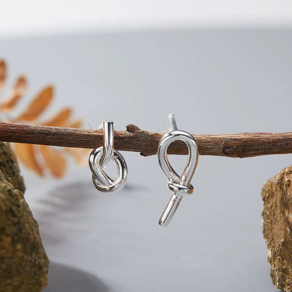 Wholesale Women's S925 Silver Butterfly Knot Asymmetric Ear Hook Earrings Geometric Style