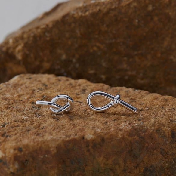 Wholesale Women's S925 Silver Butterfly Knot Asymmetric Ear Hook Earrings Geometric Style