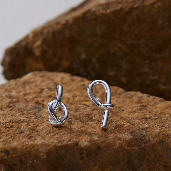 Wholesale Women's S925 Silver Butterfly Knot Asymmetric Ear Hook Earrings Geometric Style