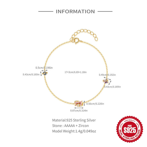 Wholesale Women's S925 Silver Candy Starry Sky Series Fruit Pattern Zircon Bracelet With Electroplating