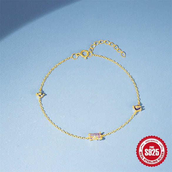 Wholesale Women's S925 Silver Candy Starry Sky Series Fruit Pattern Zircon Bracelet With Electroplating