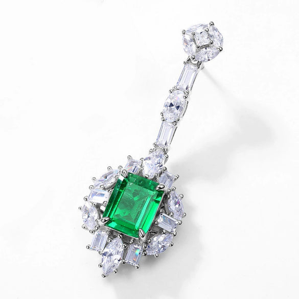 Wholesale Women's S925 Silver Cultivated Emerald Geometric Vintage Earrings