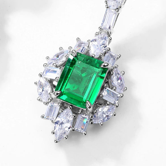 Wholesale Women's S925 Silver Cultivated Emerald Geometric Vintage Earrings