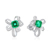 Wholesale Women's S925 Silver Cultivation Emerald Bow Inlay Earrings Simple Fashion