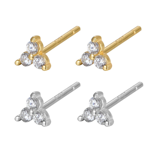 Wholesale Women's S925 Silver Earrings With Colorful Zircon And Geometric Pattern And Electroplating Treatment