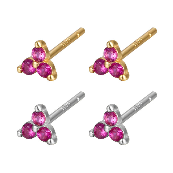 Wholesale Women's S925 Silver Earrings With Colorful Zircon And Geometric Pattern And Electroplating Treatment
