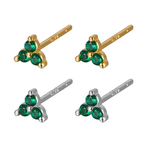 Wholesale Women's S925 Silver Earrings With Colorful Zircon And Geometric Pattern And Electroplating Treatment