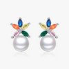 Wholesale Women's S925 Silver Earrings With Flower Pattern And Inlaid Freshwater Pearls And Zircon