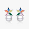Wholesale Women's S925 Silver Earrings With Flower Pattern And Inlaid Freshwater Pearls And Zircon