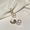 Wholesale Women's S925 Silver Earrings With Niche Design Pearl Geometric Pattern And Diamond Treatment