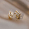 Wholesale Women's S925 Silver Earrings With Niche Design Pearl Geometric Pattern And Diamond Treatment