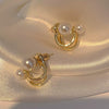 Wholesale Women's S925 Silver Earrings With Niche Design Pearl Geometric Pattern And Diamond Treatment