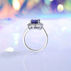 Wholesale Women's S925 Silver Eggshaped Geometric Ring Set With Diamonds And Sapphire