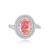 Wholesale Women's S925 Silver Eggshaped Geometric Ring Set With Diamonds And Sapphire