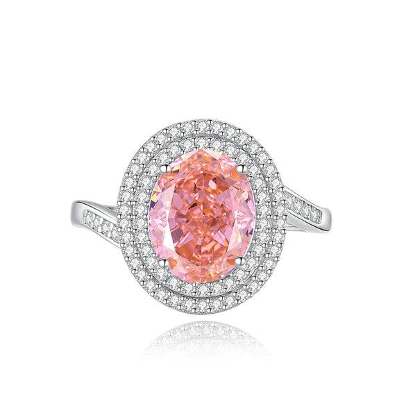 Wholesale Women's S925 Silver Eggshaped Geometric Ring Set With Diamonds And Sapphire