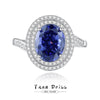 Wholesale Women's S925 Silver Eggshaped Geometric Ring Set With Diamonds And Sapphire