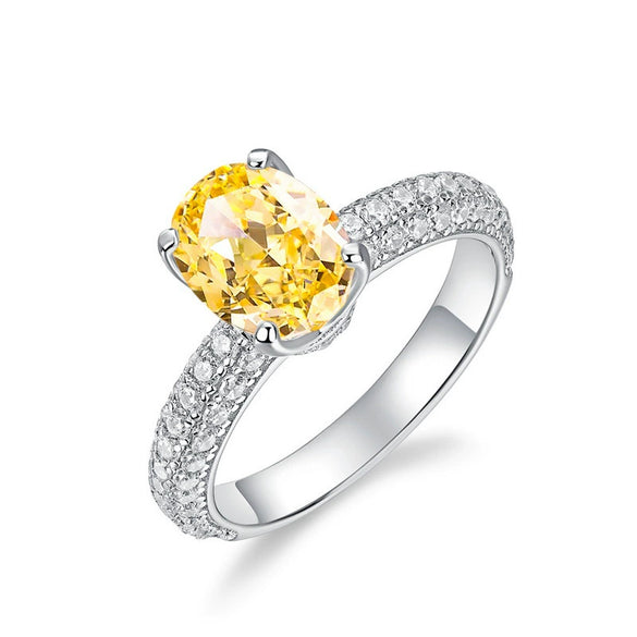 Wholesale Women's S925 Silver Fashion Geometric Eggshaped Ring Set With Precious Stones