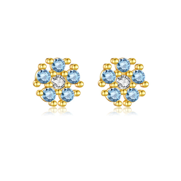 Wholesale Women's S925 Silver Flower Ear Studs With 18K Gold Electroplating High Sense Elegant Simple All Match
