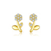 Wholesale Women's S925 Silver Flower Ear Studs With 18K Gold Electroplating High Sense Elegant Simple All Match