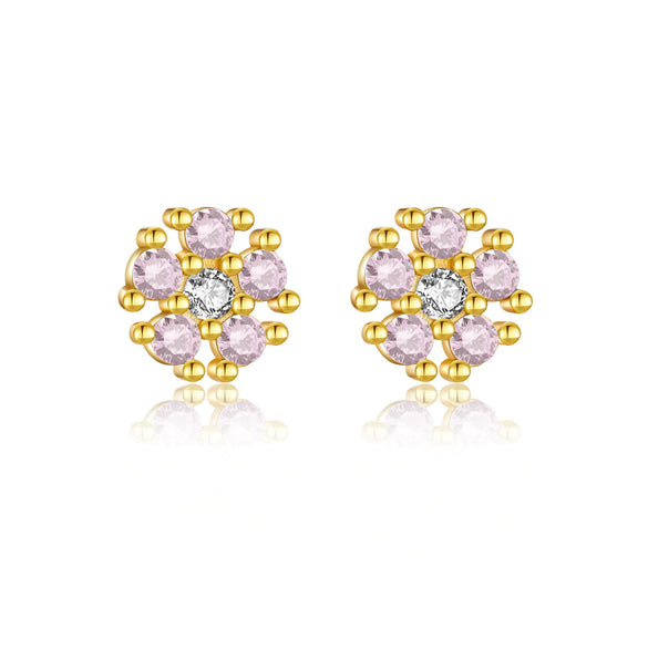 Wholesale Women's S925 Silver Flower Ear Studs With 18K Gold Electroplating High Sense Elegant Simple All Match