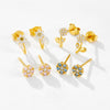 Wholesale Women's S925 Silver Flower Ear Studs With 18K Gold Electroplating High Sense Elegant Simple All Match