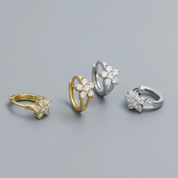 Wholesale Women's S925 Silver Flower Pattern Earrings With Electroplating