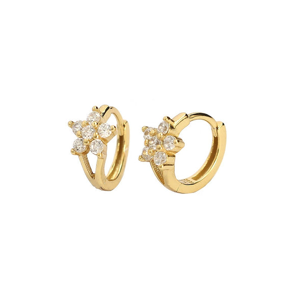 Wholesale Women's S925 Silver Flower Pattern Earrings With Electroplating