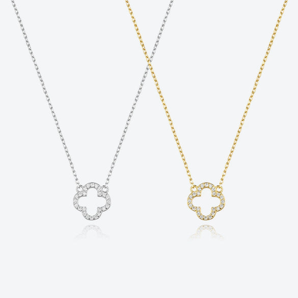 Wholesale Women's S925 Silver Four Leaf Clover Pendant Clavicle Chain With Diamond And Platinum Or 18K Gold Electroplating