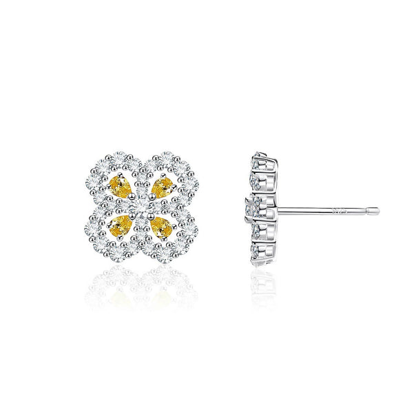 Wholesale Women's S925 Silver Fourleaf Clover Earrings With High Carbon Diamond Zircon And Electroplating Treatment