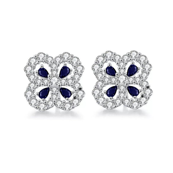 Wholesale Women's S925 Silver Fourleaf Clover Earrings With High Carbon Diamond Zircon And Electroplating Treatment