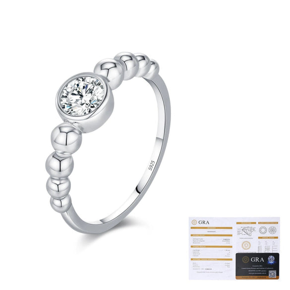 Wholesale Women's S925 Silver Geometric Bubble Ring With Mosan Diamond Electroplated Lovely Style