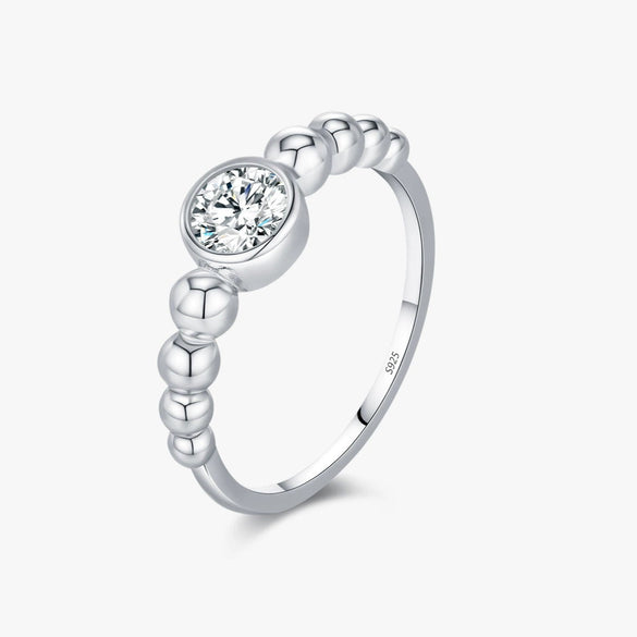 Wholesale Women's S925 Silver Geometric Bubble Ring With Mosan Diamond Electroplated Lovely Style