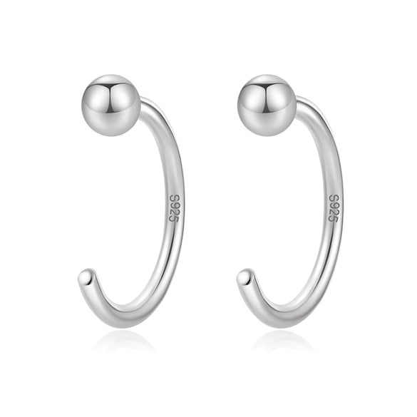 Wholesale Women's S925 Silver Geometric Cshaped Earrings With Electroplating Treatment