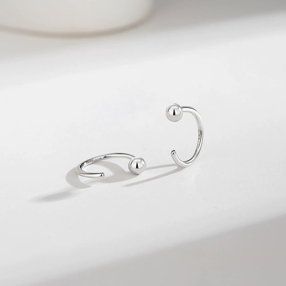 Wholesale Women's S925 Silver Geometric Cshaped Earrings With Electroplating Treatment