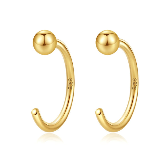 Wholesale Women's S925 Silver Geometric Cshaped Earrings With Electroplating Treatment