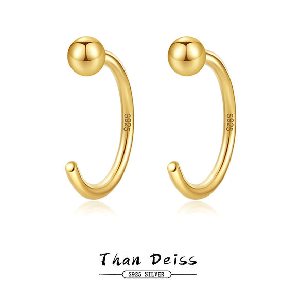 Wholesale Women's S925 Silver Geometric Cshaped Earrings With Electroplating Treatment