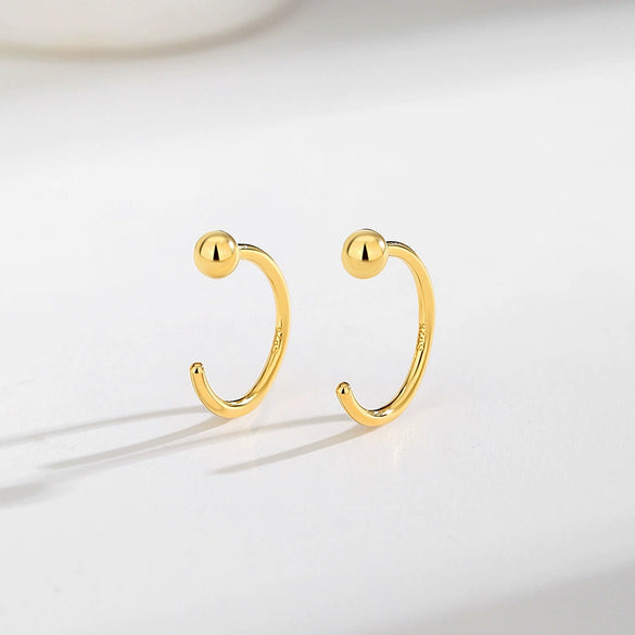 Wholesale Women's S925 Silver Geometric Cshaped Earrings With Electroplating Treatment