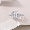 Wholesale Women's S925 Silver Geometric Dream Box Ring Set With Moissanite