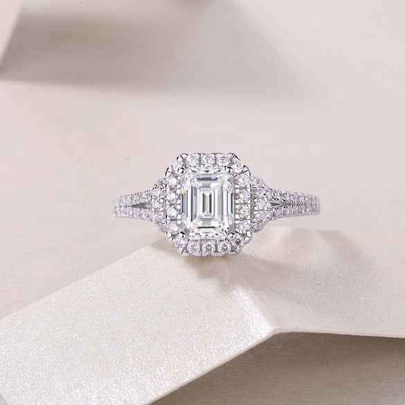 Wholesale Women's S925 Silver Geometric Dream Box Ring Set With Moissanite