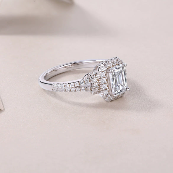 Wholesale Women's S925 Silver Geometric Dream Box Ring Set With Moissanite