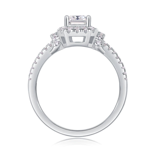 Wholesale Women's S925 Silver Geometric Dream Box Ring Set With Moissanite