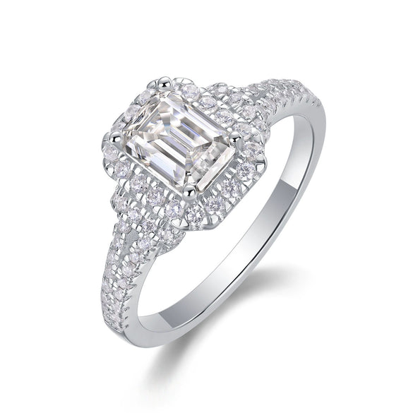 Wholesale Women's S925 Silver Geometric Dream Box Ring Set With Moissanite