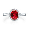 Wholesale Women's S925 Silver Geometric Eggshaped Pink Diamond Ring With Electroplating