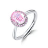 Wholesale Women's S925 Silver Geometric Eggshaped Pink Diamond Ring With Electroplating