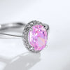 Wholesale Women's S925 Silver Geometric Eggshaped Pink Diamond Ring With Electroplating
