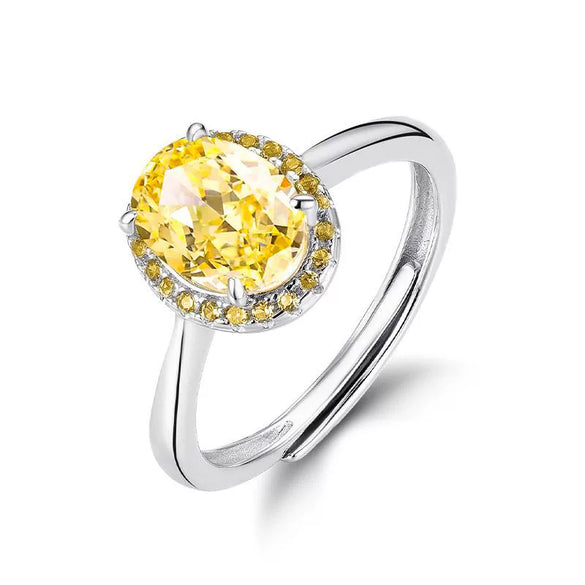 Wholesale Women's S925 Silver Geometric Eggshaped Pink Diamond Ring With Electroplating