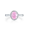 Wholesale Women's S925 Silver Geometric Eggshaped Pink Diamond Ring With Electroplating
