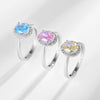 Wholesale Women's S925 Silver Geometric Eggshaped Pink Diamond Ring With Electroplating