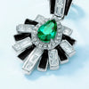 Wholesale Women's S925 Silver Geometric Emerald Black Enamel Retro Elegant Natural Water Drop Earrings